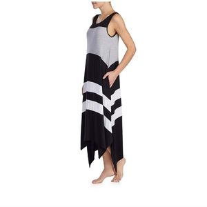 DKNY colorblocked black, white and grey chemise dress
